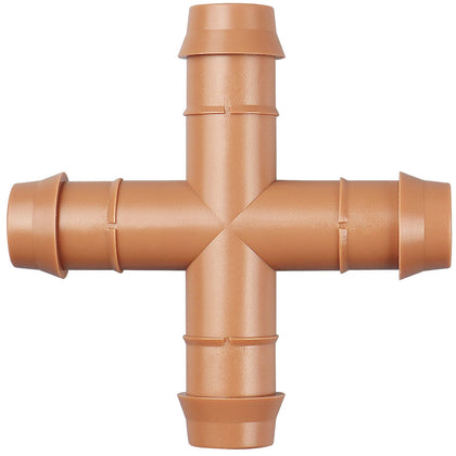 Gardrip cross tee 10-pack closeup shows barbed connectors for secure drip tubing.