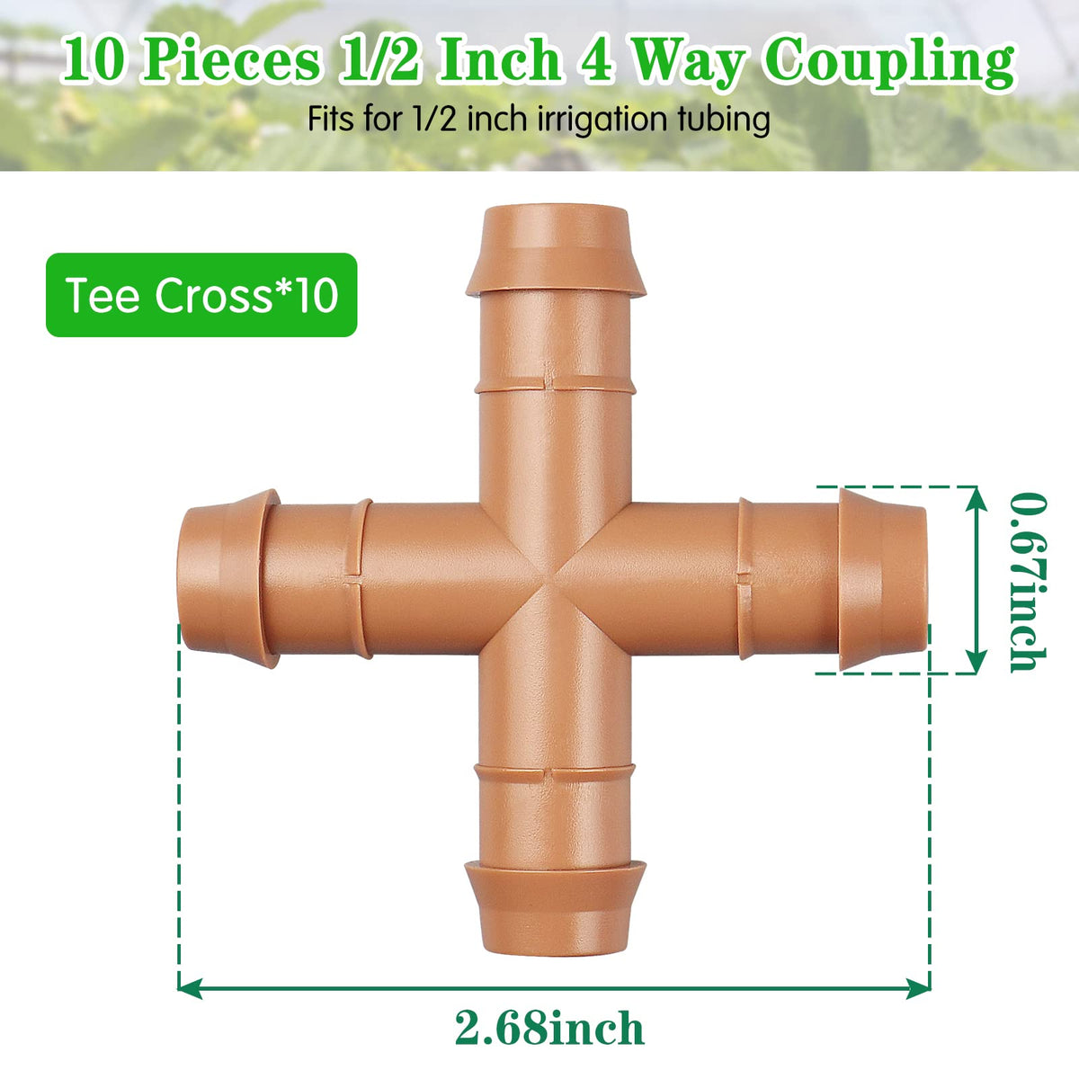 Gardrip cross tee 10-pack packaging image demonstrates easy, tool-free irrigation parts.
