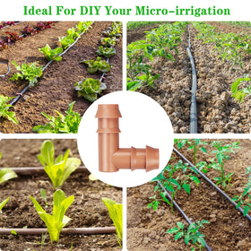 Gardrip half-inch tubing elbow compatibility with standard 17 mm drip lines.