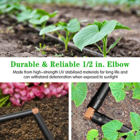 Gardrip elbows ideal for raised beds, patios, and lawns.