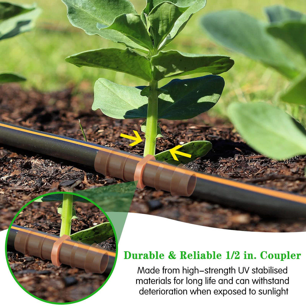 Gardrip half-inch coupler ideal for raised beds and patios irrigation