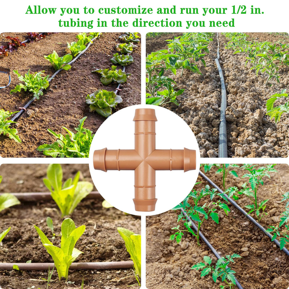 Gardrip patio and lawn irrigation cross-tee enables flexible outdoor watering.