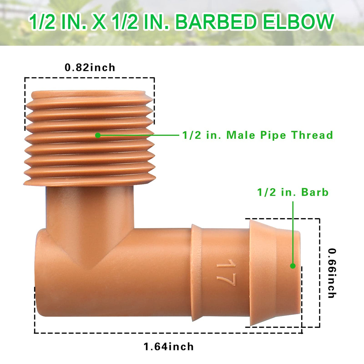 Gardrip barbed elbow to PVC adapter creates a tight, leak-free seal.