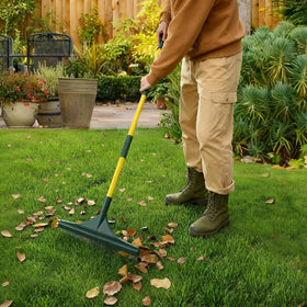Gardtech rake features a steel core for durability during debris removal.