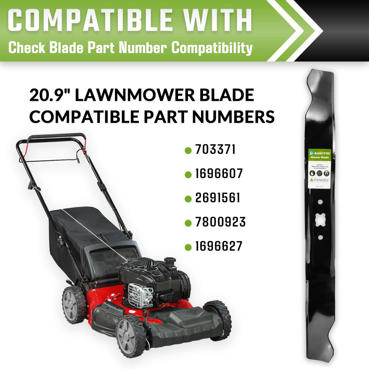 GardTok Briggs & Stratton compatibility blade fits multiple walk-behind mowers.