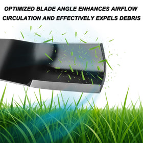 GardTok high-lift blade in use on Kubota mower demonstrates efficient clippings discharge.