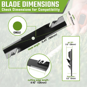 GardTok mulching design blade promotes strong airflow and upright grass