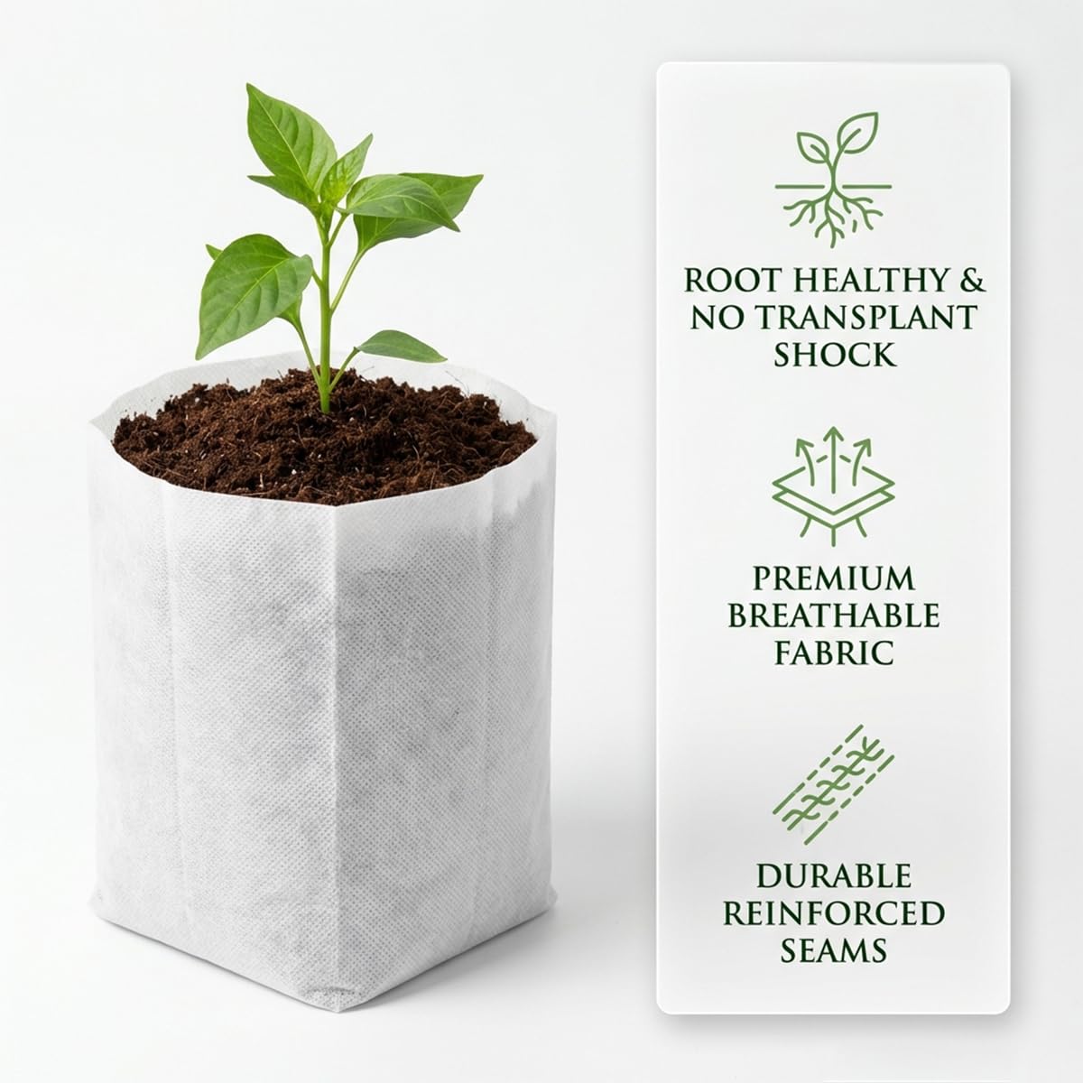 Gardtree seedling bag with sturdy seams prevents tearing during transplanting.