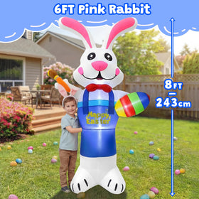 Gardwin outdoor Easter bunny inflatable with durable stitching resists weather wear.