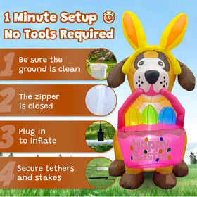 Gardwin self-inflating Easter dog inflatable for quick setup
