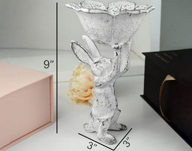 GARDY antique-white rabbit statue close-up with crisp edges and vintage charm.