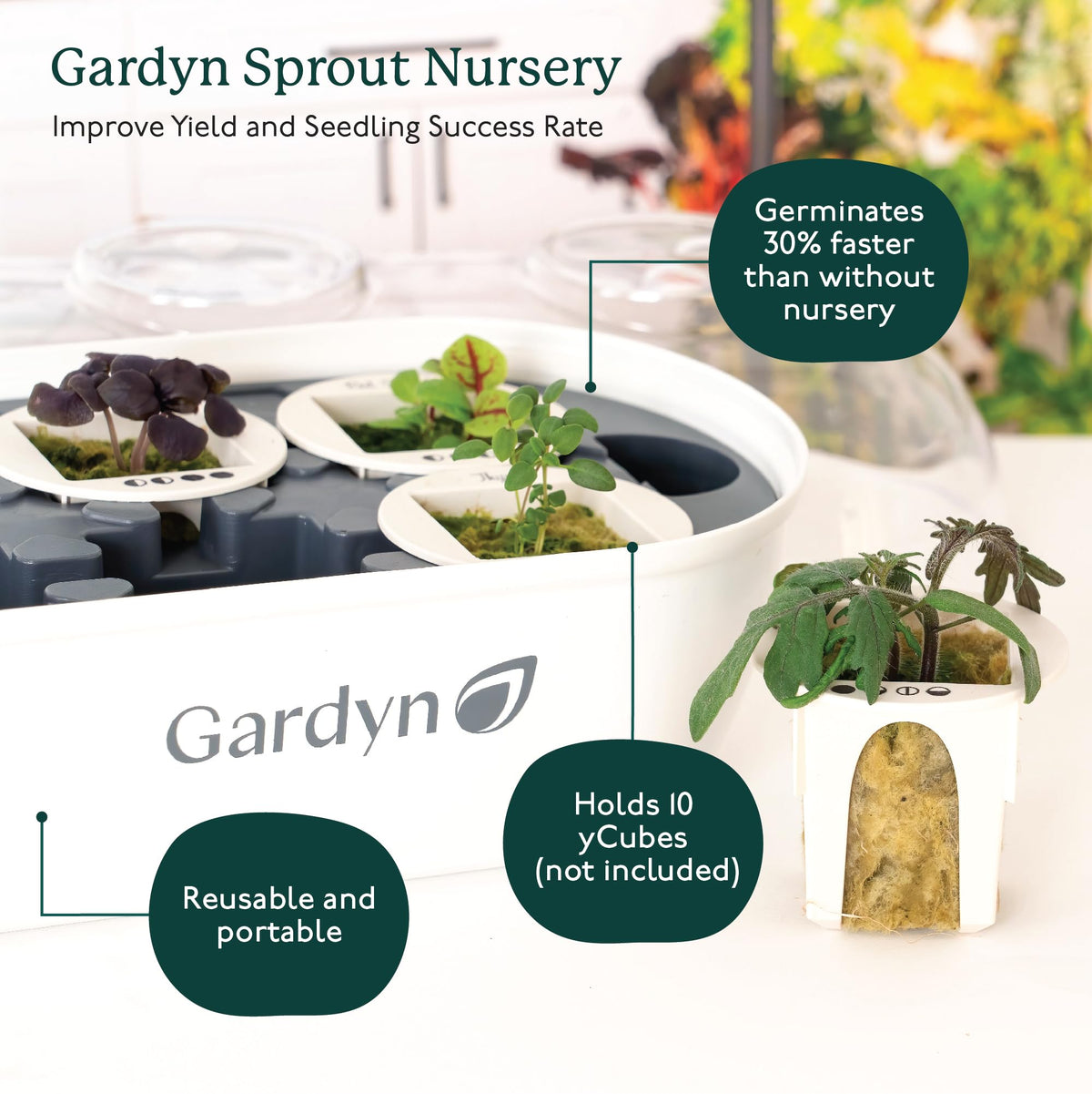 GARDYN seed starter tray inner tray supports yCube seeds during germination