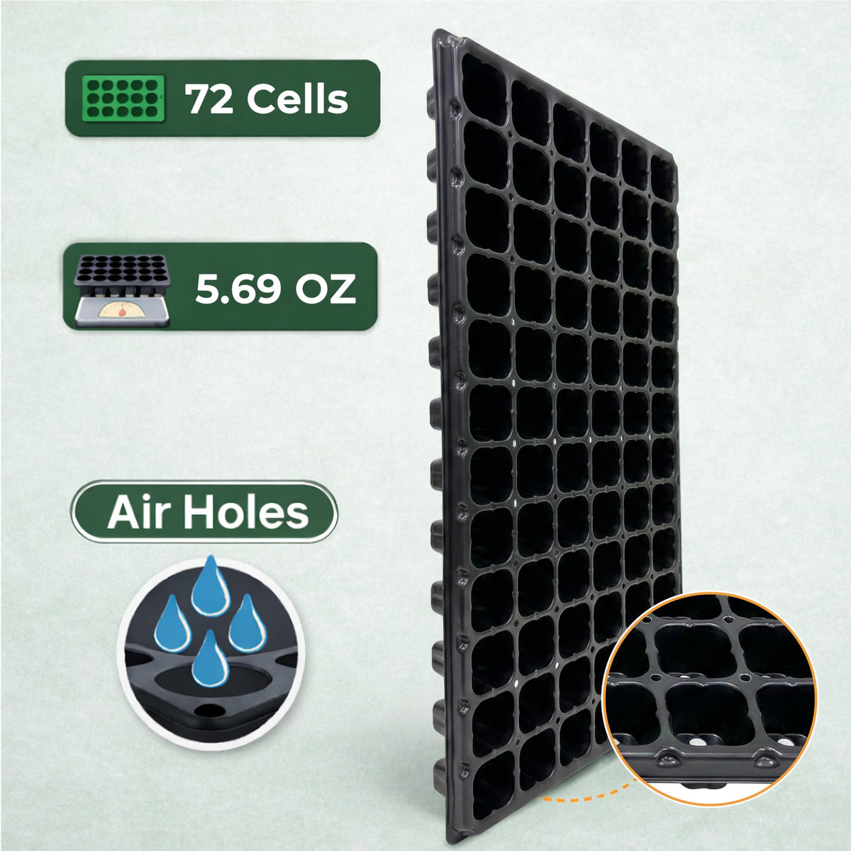 Gardzen seed starter tray shown fitting standard 1020 drip trays for bottom watering.