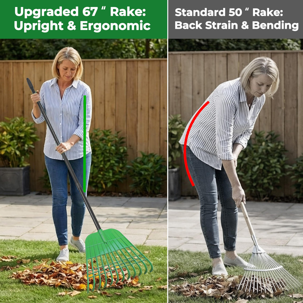 Gardzen 12-tine plastic-head rake reduces clogging during cleanup