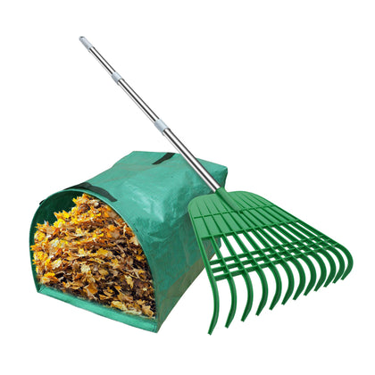 Gardzen 12-tines leaf rake with adjustable length for comfortable lawn cleanup