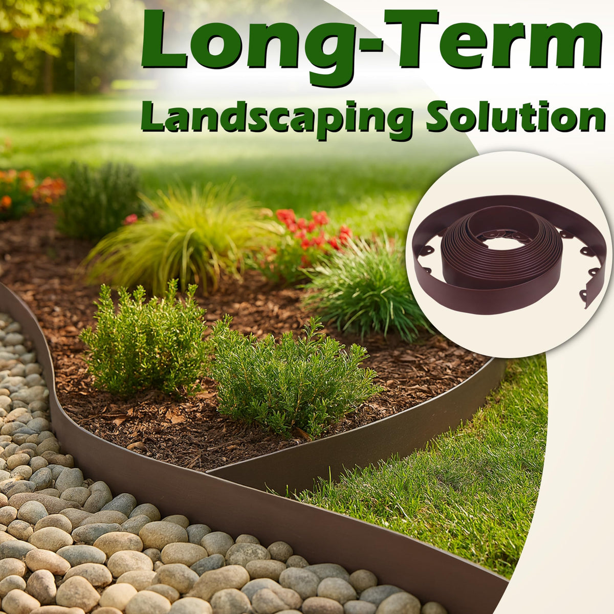 Gardzen 3 inch edging stays crisp and defines garden edges