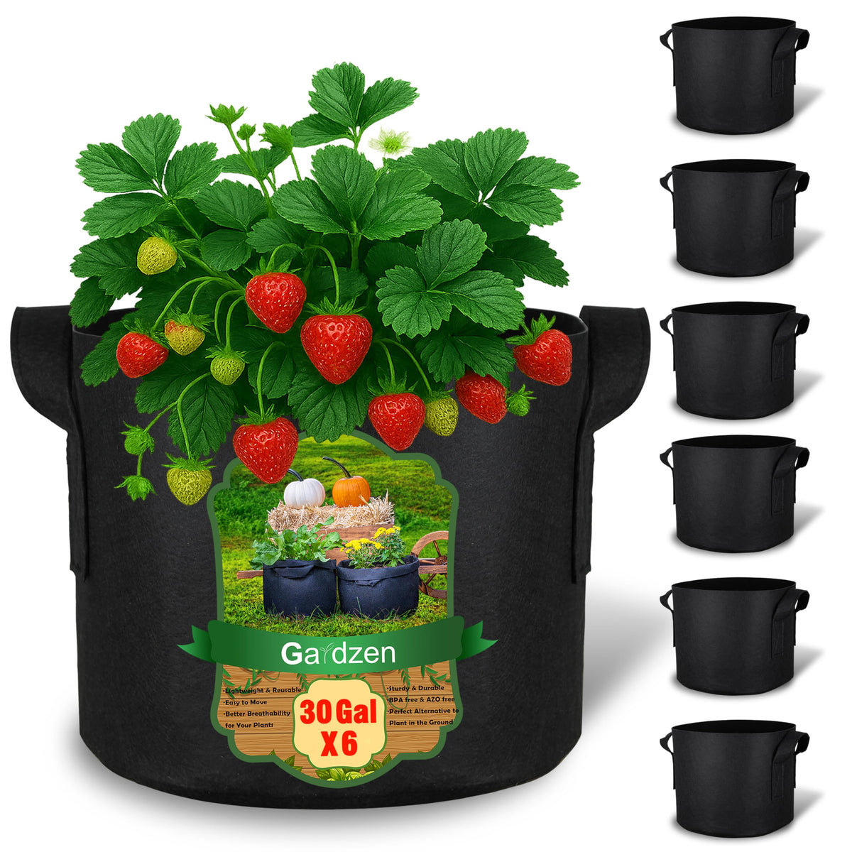 Gardzen 30-gallon grow bag with waterproof liner on balcony for balcony gardening