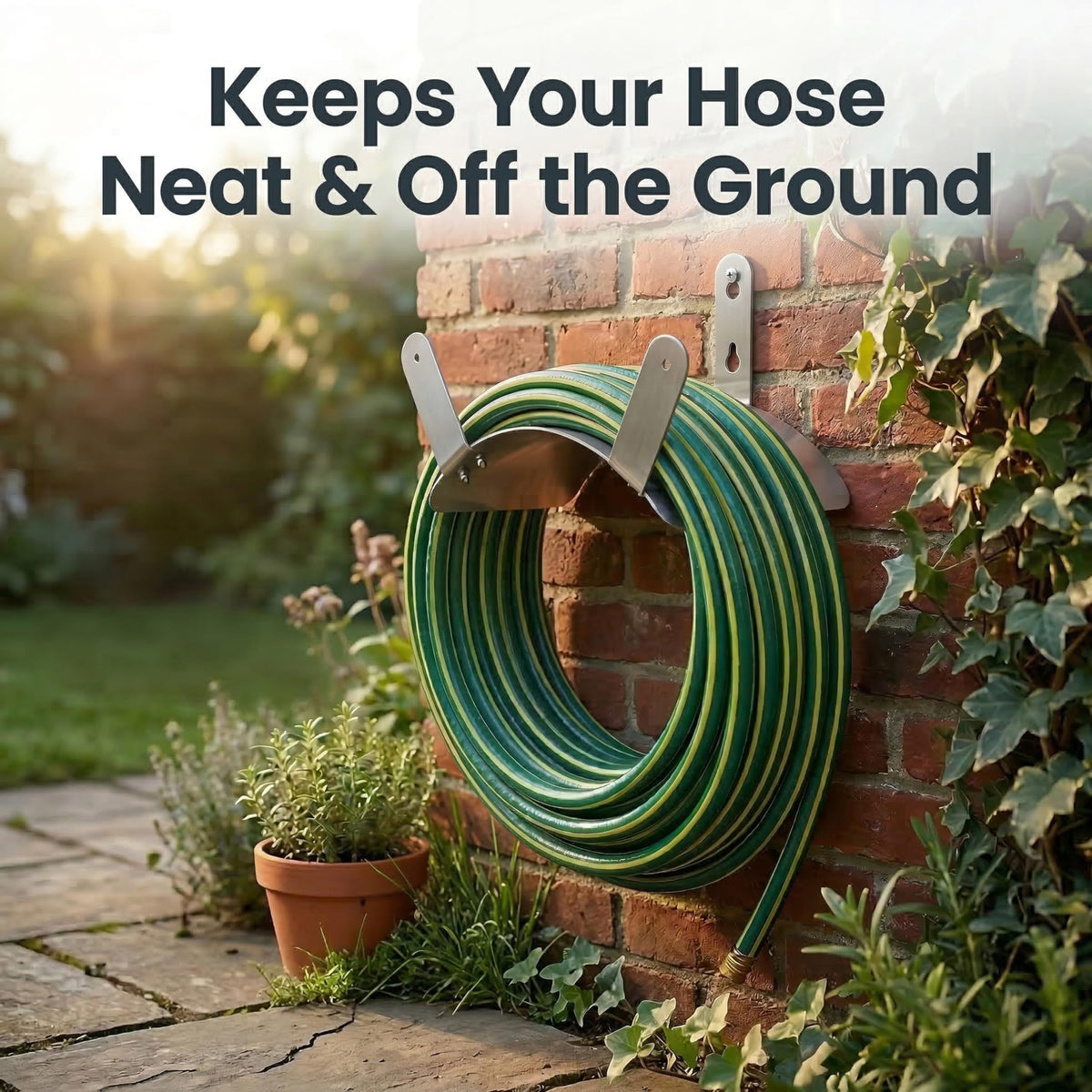 Gardzen dimensions 10.2 by 6.4 by 5.6 inches for practical hose storage