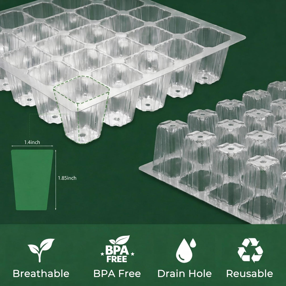 Durable BPA-free plastic designed for multiple growing seasons.