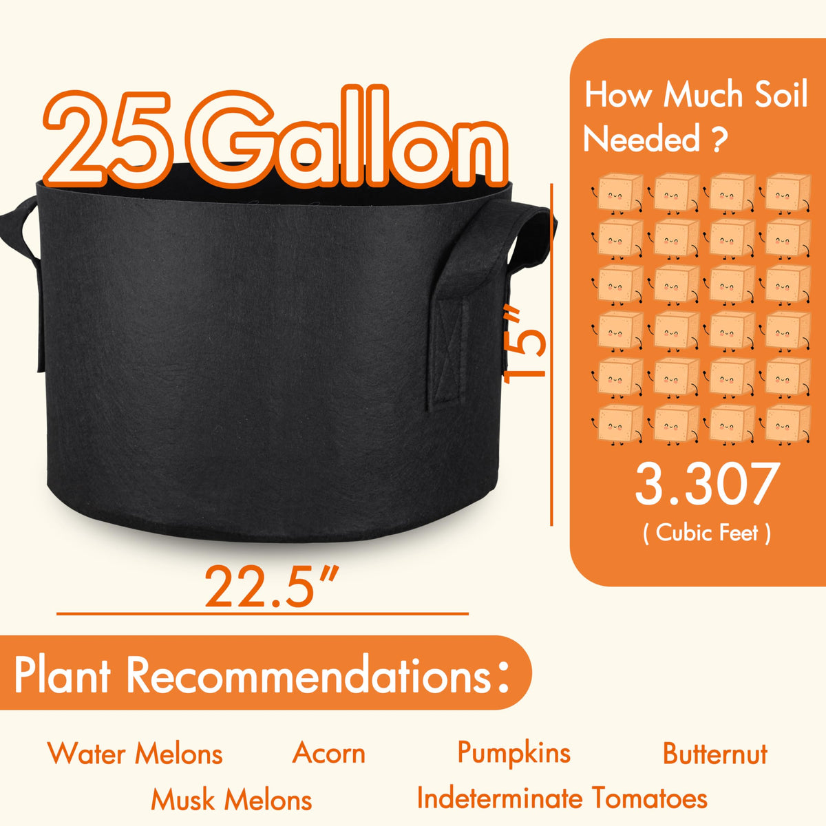 Gardzen grow bag features breathable base for healthy air-pruned roots.