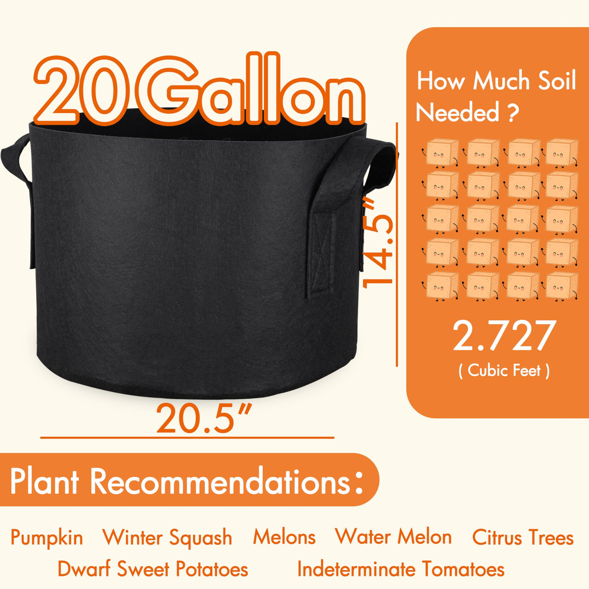 Gardzen heavy-duty cloth pots with handles provide secure mobility for moving plants and soil.