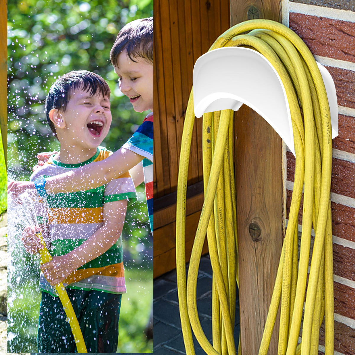Gardzen hose-hanger-wall-mount closeup-finish shows durable coating for weather exposure.