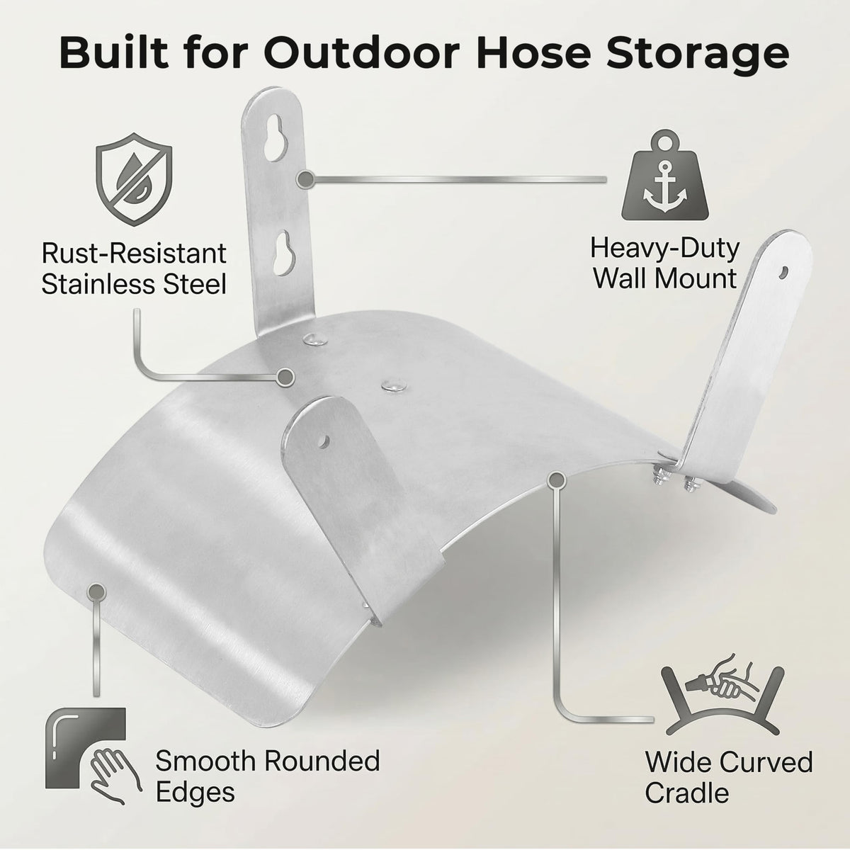 Gardzen wide curved cradle keeps hoses organized and minimizes kinks