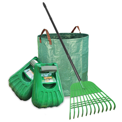 Gardzen leaf rake with 67-inch adjustable handle for back-friendly yard cleanup.