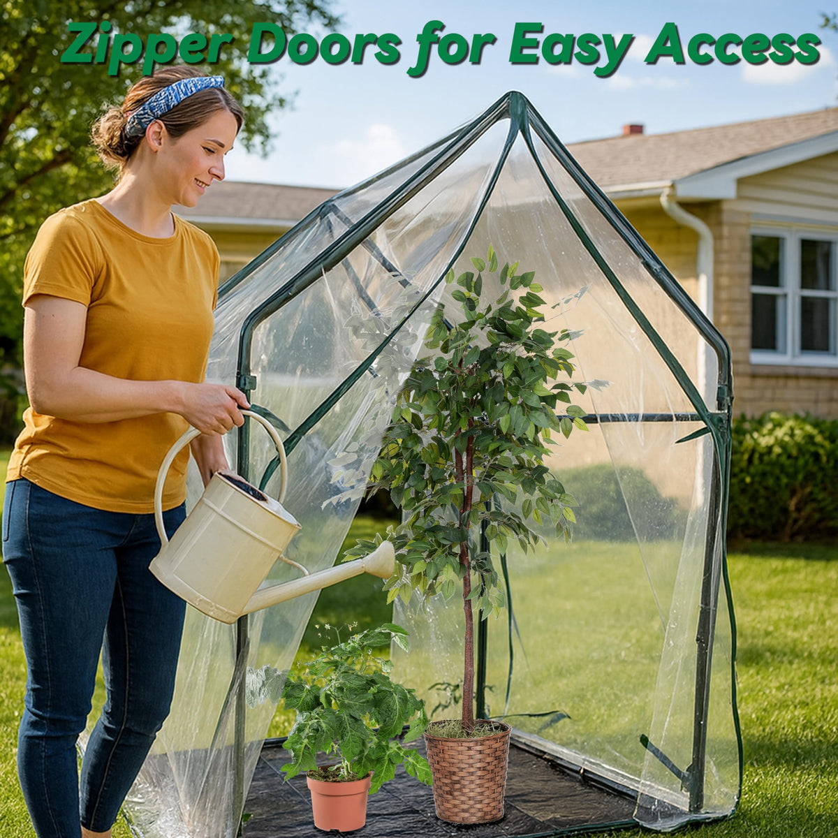 Gardzen Mini Greenhouse removable waterproof base protects indoor floors outdoors