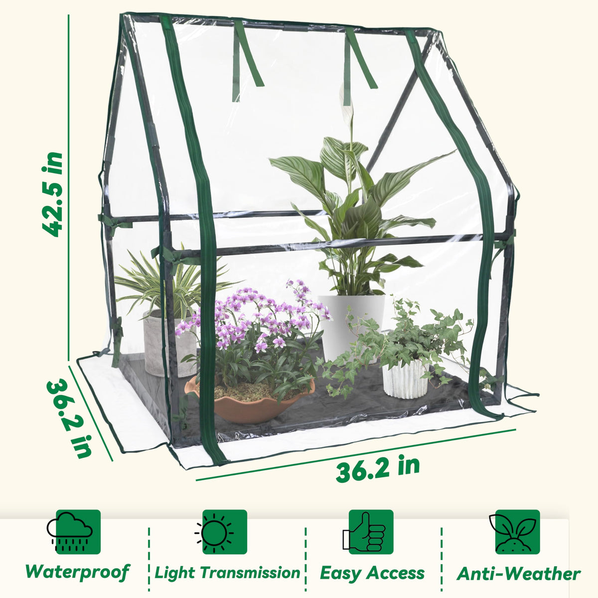 Gardzen Mini Greenhouse roll-up ventilation for controlled humidity and airflow