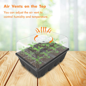 Gardzen ventilated dome on seed tray enabling adjustable humidity for germination.