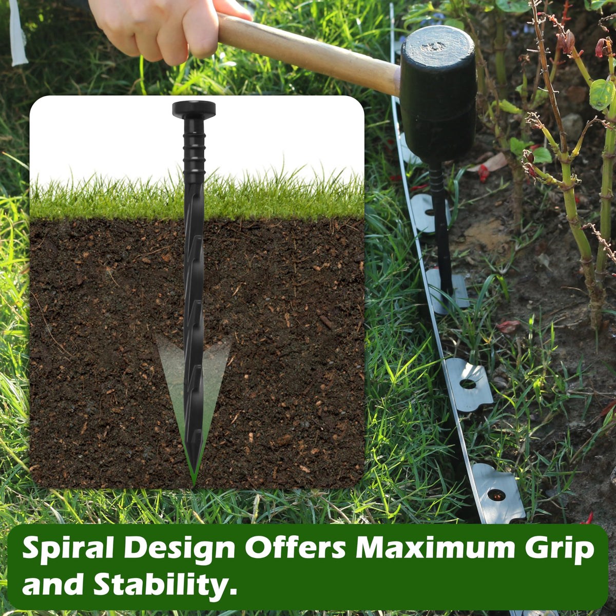 Gardzen weed fabric anchoring spikes hold fabric firmly for weed control.