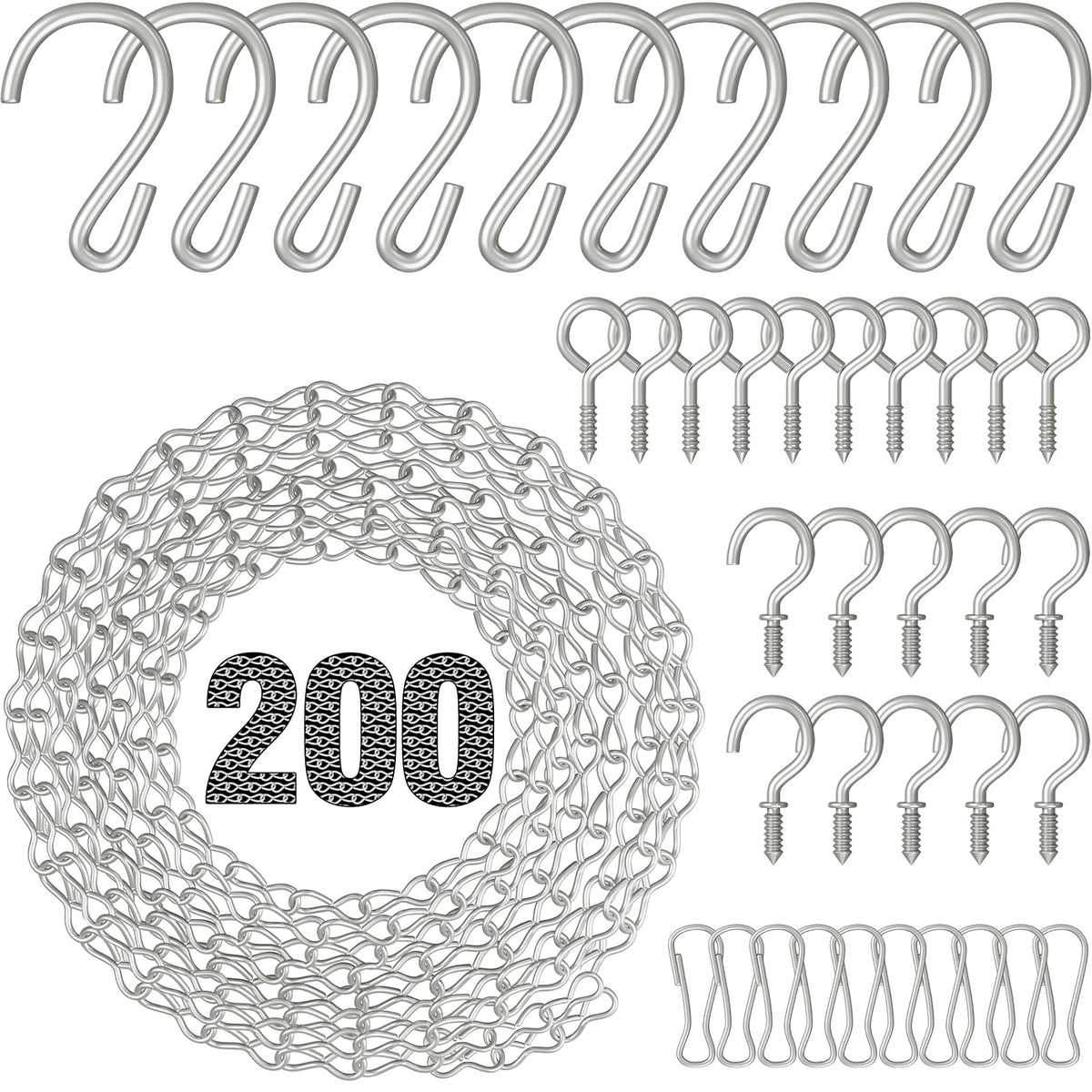 Garini 200inch silver hanging chain ready for outdoor use.