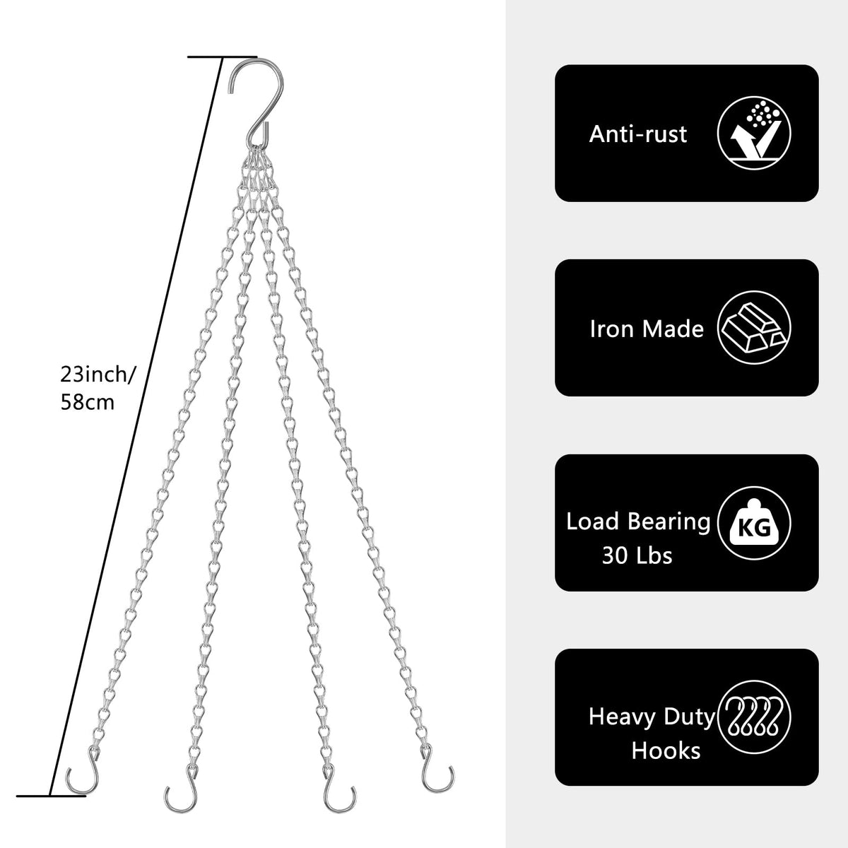 Garini four S hooks included for easy hanging of baskets