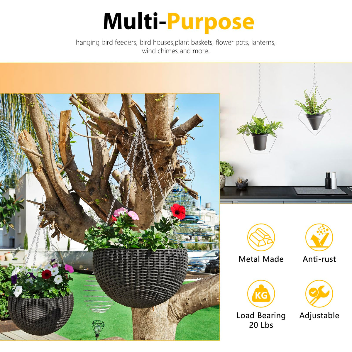 Garini hanging planter display on a balcony with sturdy support.