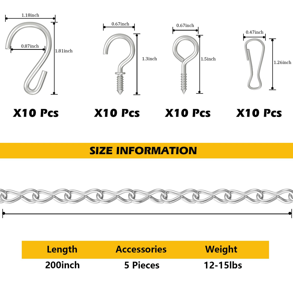 Garini S-hooks and eye hooks enable easy, secure adjustments.