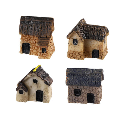 Garneck fairy garden houses with rocky facade, ideal for bonsai terrariums.