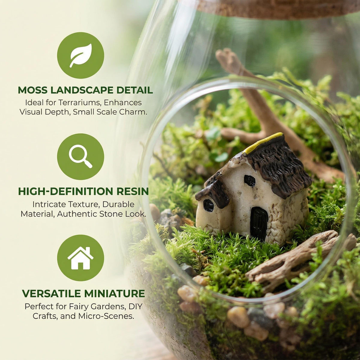 Garneck stone-style houses brighten fairy garden and potted plants.