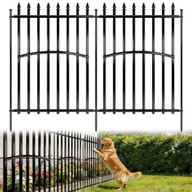 Garovee metal garden fence panel view showing sturdy 32in height for yard boundary