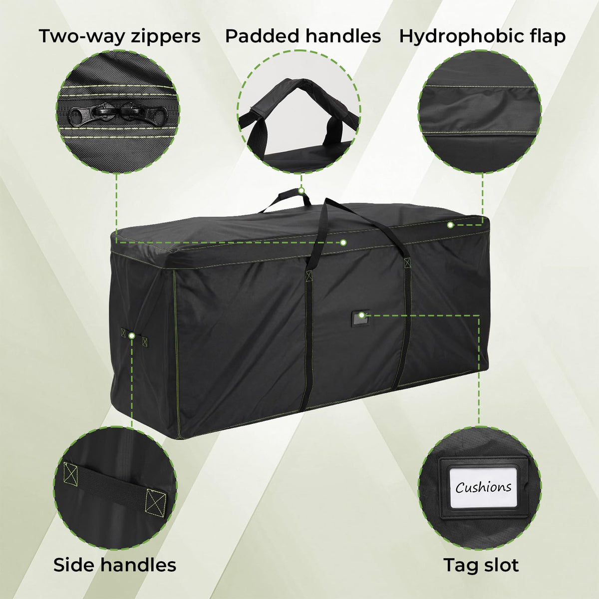 GARPROVM padded and side handles ease transport to the storage area.