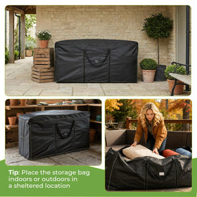 GARPROVM protects cushions from dust and moisture between seasons.