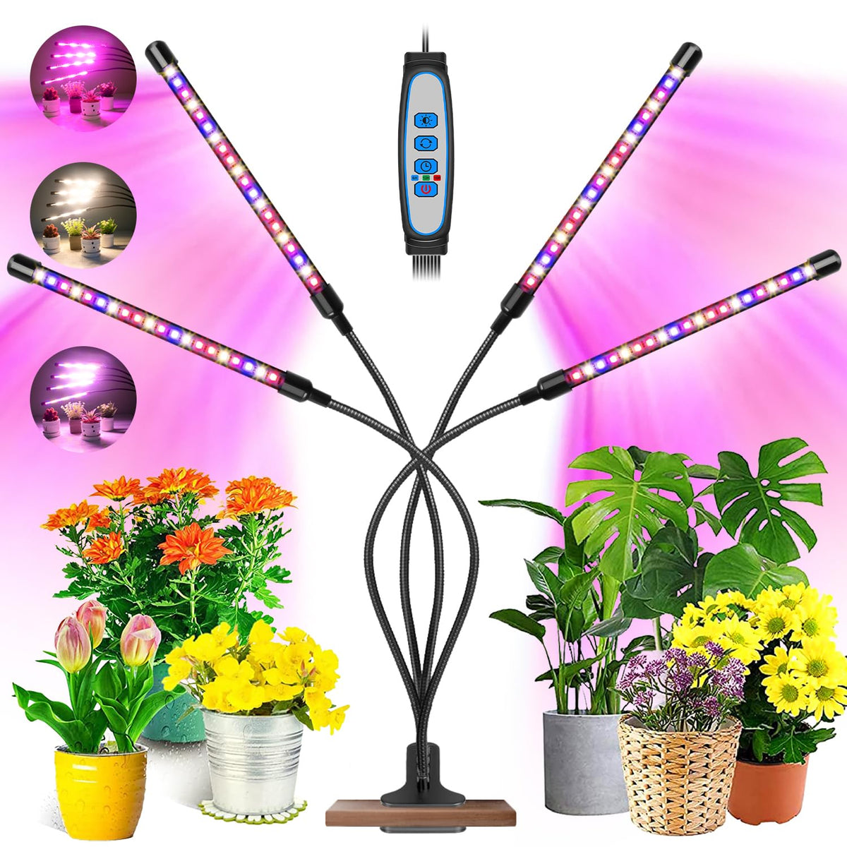 Garpsen grow light clipped to a shelf for space-saving indoor gardening.