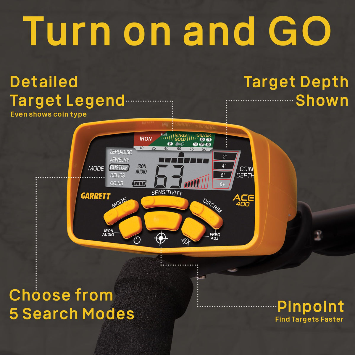 Garrett ACE 400 Iron Audio feature helps skip trash targets before digging