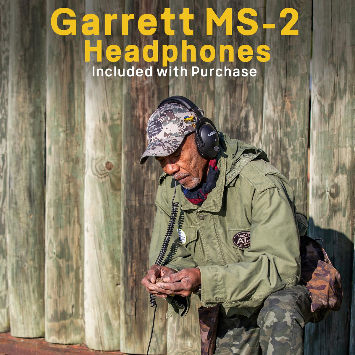 Garrett AT Pro MS-2 Headphones enhance signal clarity in noisy environments.