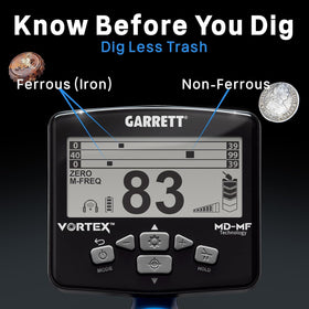 Garrett Vortex VX9 8.5x11 searchcoil supports broad-area detection.