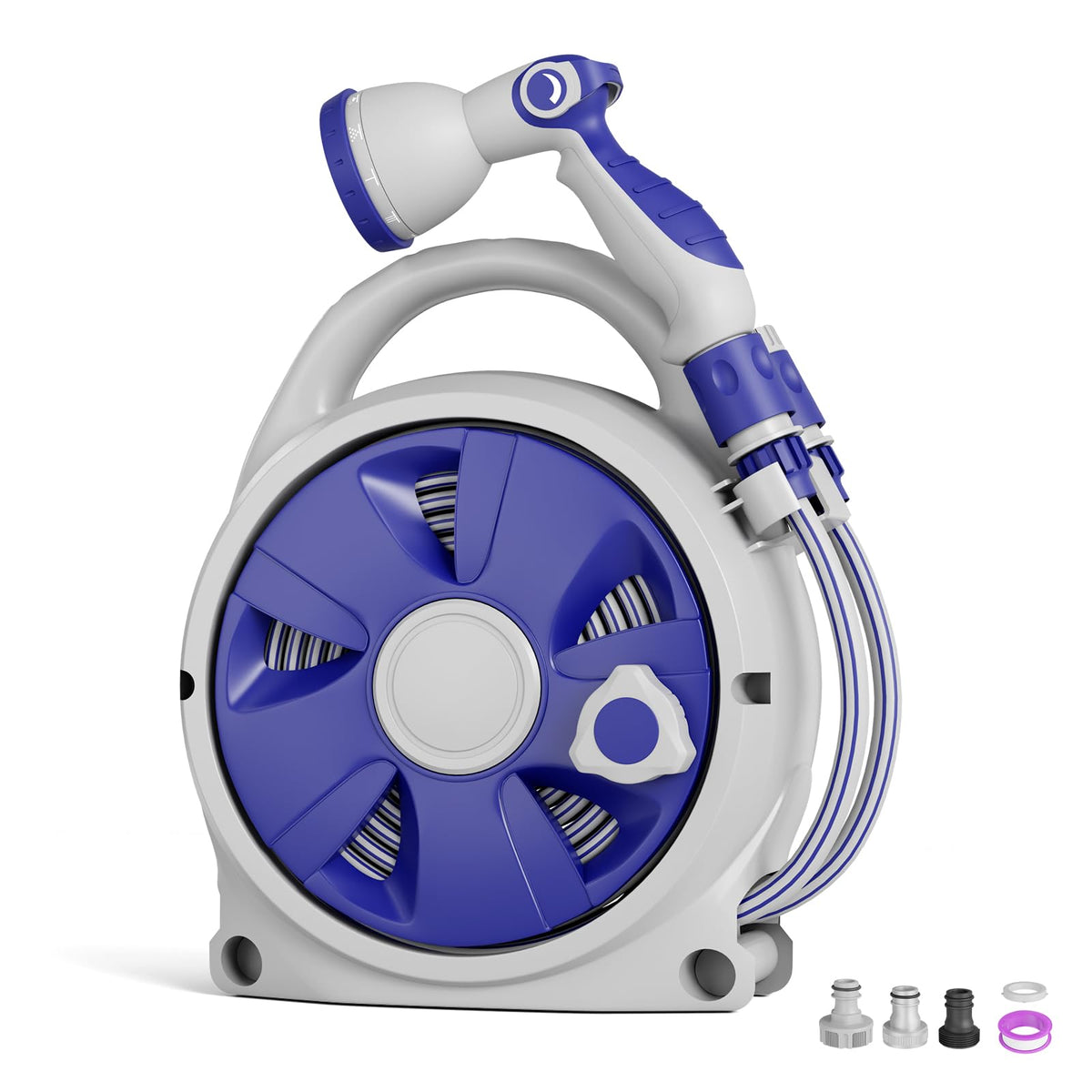 Garriotec retractable hose reel with 50ft hose, wall-mounted for easy garden watering.
