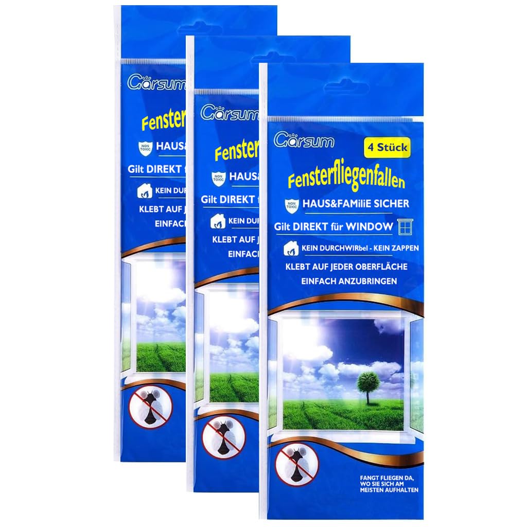 Garsum window fly trap sticky strip on glass captures flies safely