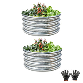 Gartist round galvanized raised bed – 2x2x1 ft, perfect for vegetables and herbs.