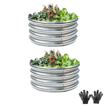 Gartist round galvanized raised bed – 2x2x1 ft, perfect for vegetables and herbs.