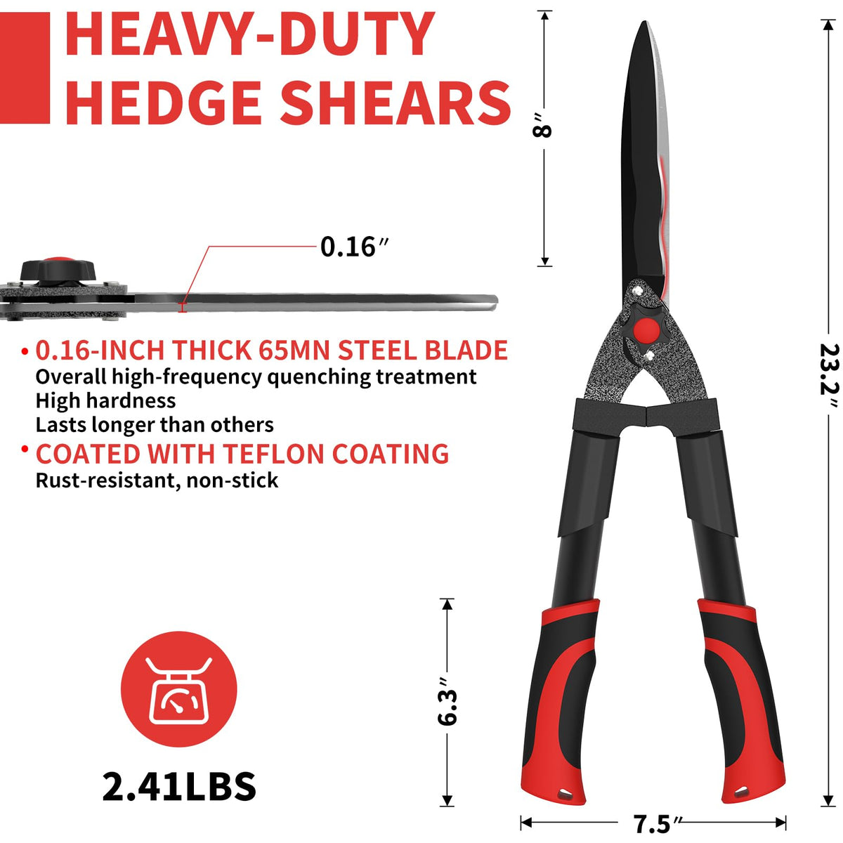 GARTOL hedge shears ergonomic handle offers comfortable grip for extended trimming sessions.